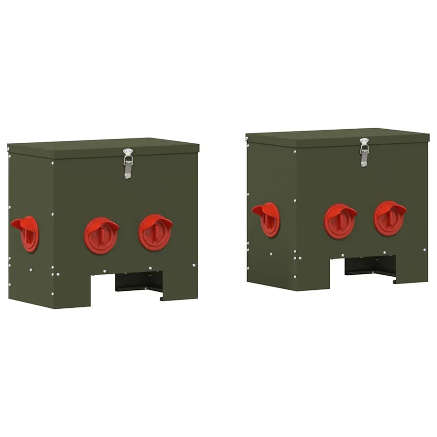 Mangeoire pour poules 2 pcs Vert olive 40,5 x 25 x 38 cm - 2