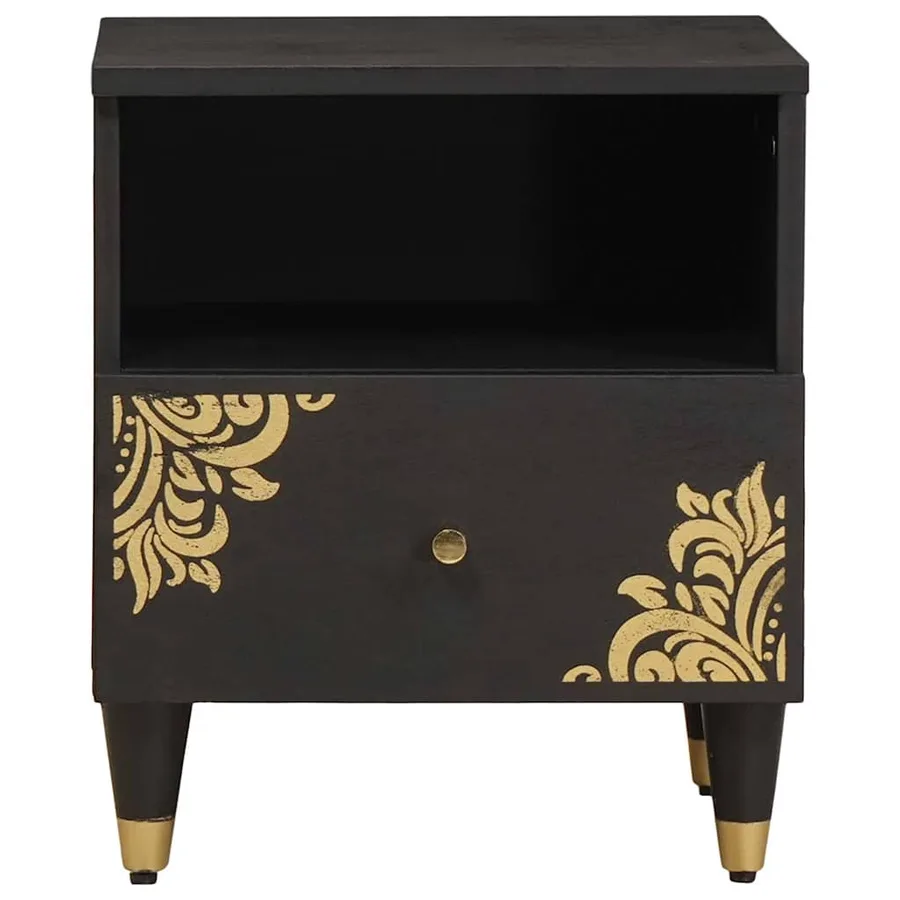 Cabinet de chevet Noir 40 x 33 x 46 cm Bois de mangue massif - 3
