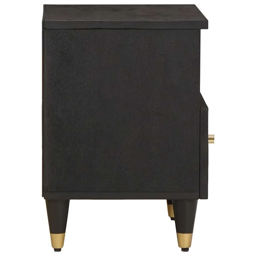 Cabinet de chevet Noir 40 x 33 x 46 cm Bois de mangue massif - 4