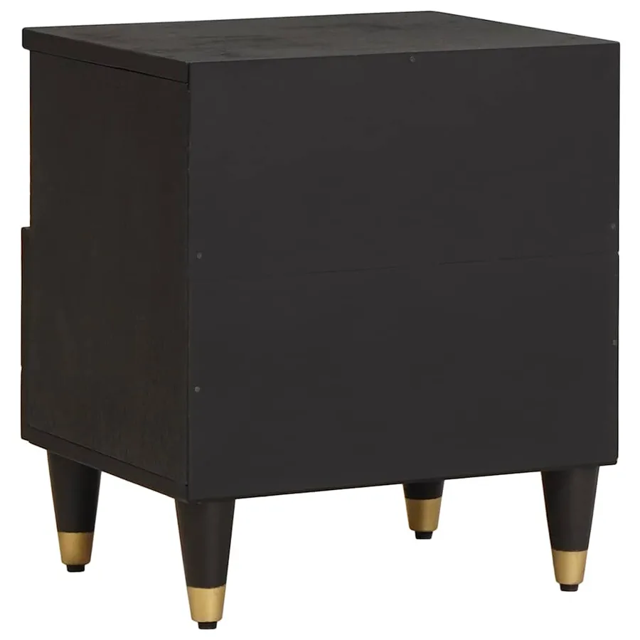 Cabinet de chevet Noir 40 x 33 x 46 cm Bois de mangue massif - 5
