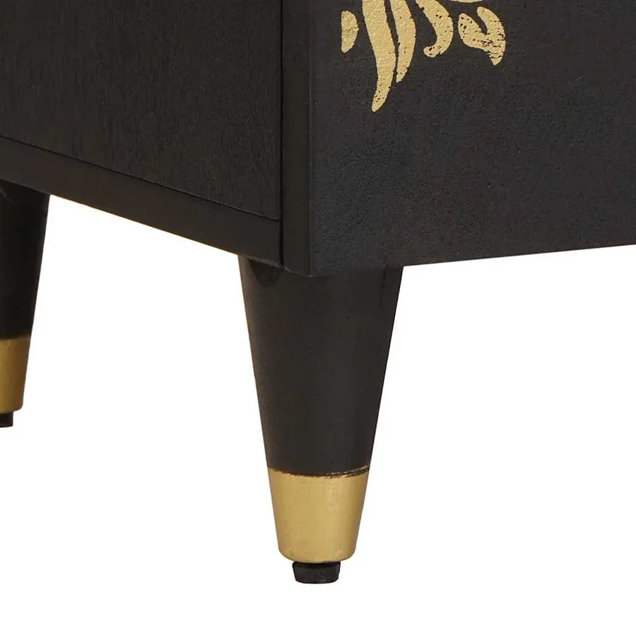 Cabinet de chevet Noir 40 x 33 x 46 cm Bois de mangue massif - 8