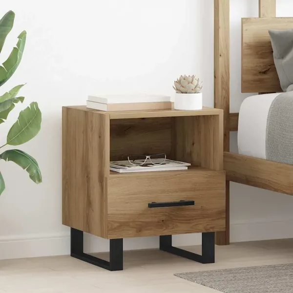 Cabinet de chevet 2 pc Chêne artisanal 40 x 35 x 47,5 cm