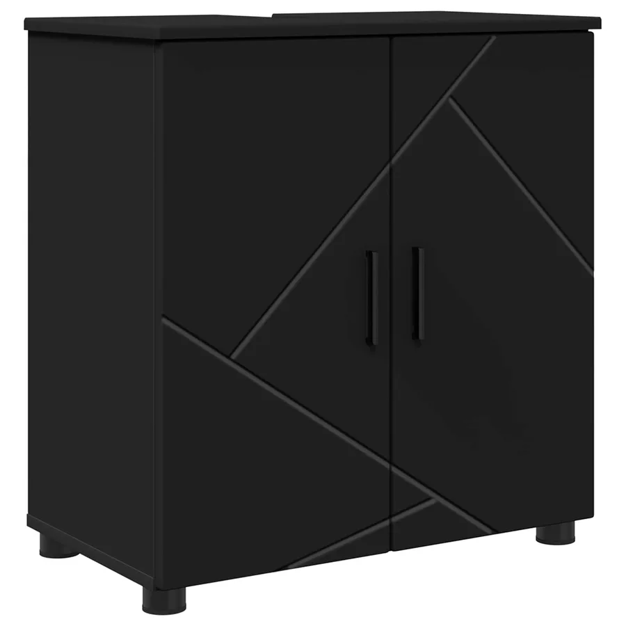 Cabinet de salle de bain avec stockage Noir 61 x 35 x 64 cm - 2