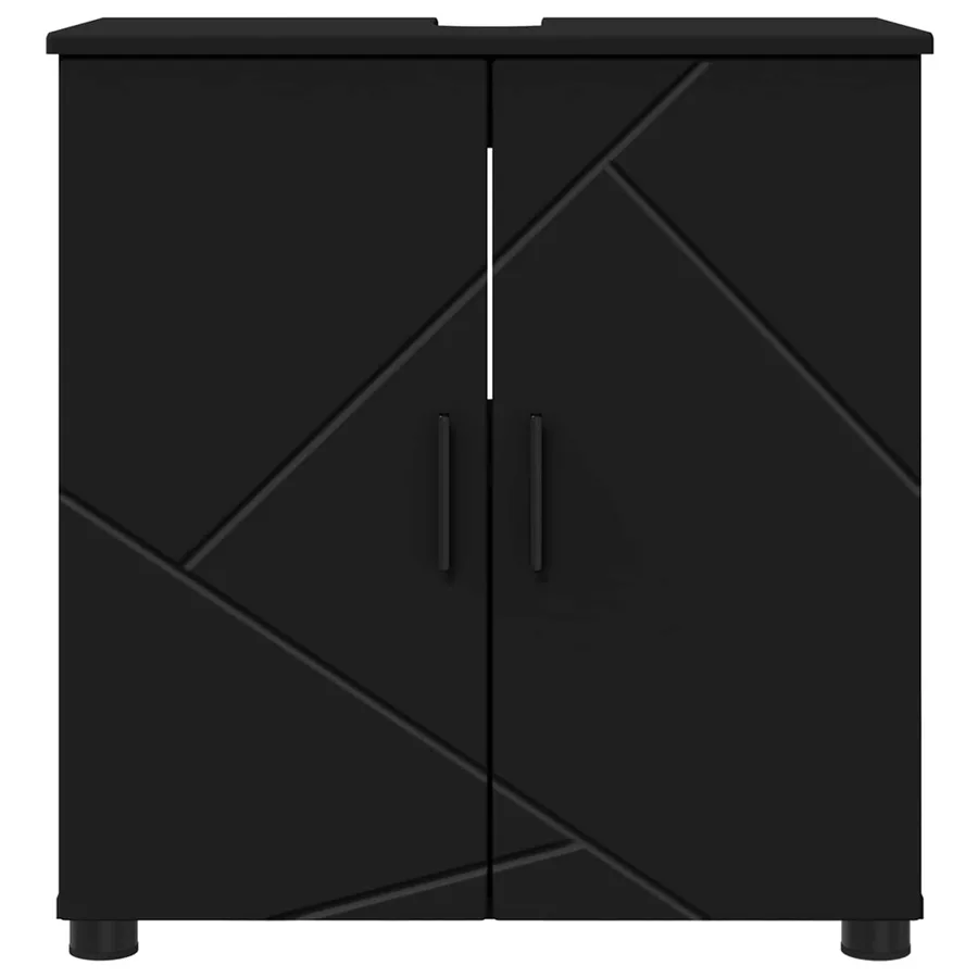 Cabinet de salle de bain avec stockage Noir 61 x 35 x 64 cm - 6