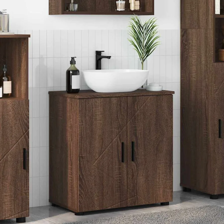 Cabinet de salle de bain avec porte Chêne brun 61 x 35 x 64 cm