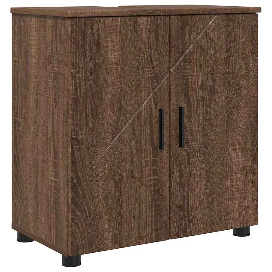 Cabinet de salle de bain avec porte Chêne brun 61 x 35 x 64 cm - 2