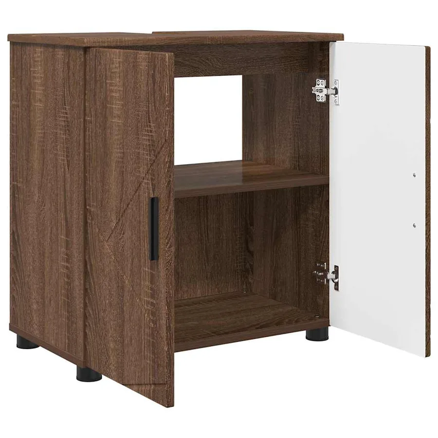 Cabinet de salle de bain avec porte Chêne brun 61 x 35 x 64 cm - 5