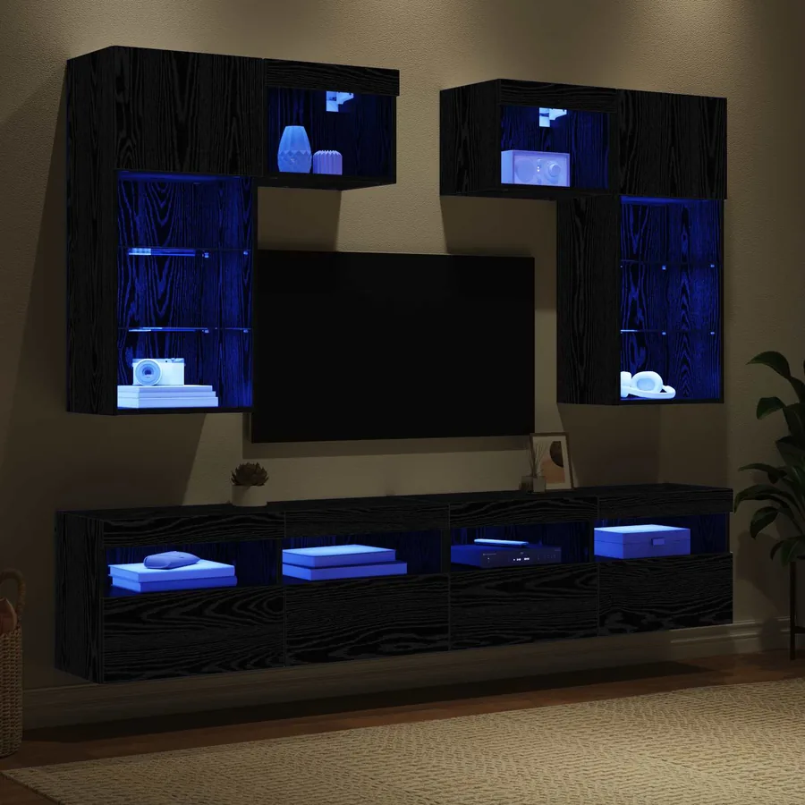 Meubles TV muraux 6 pcs Chêne artisanal Bois d'ingénierie - 5
