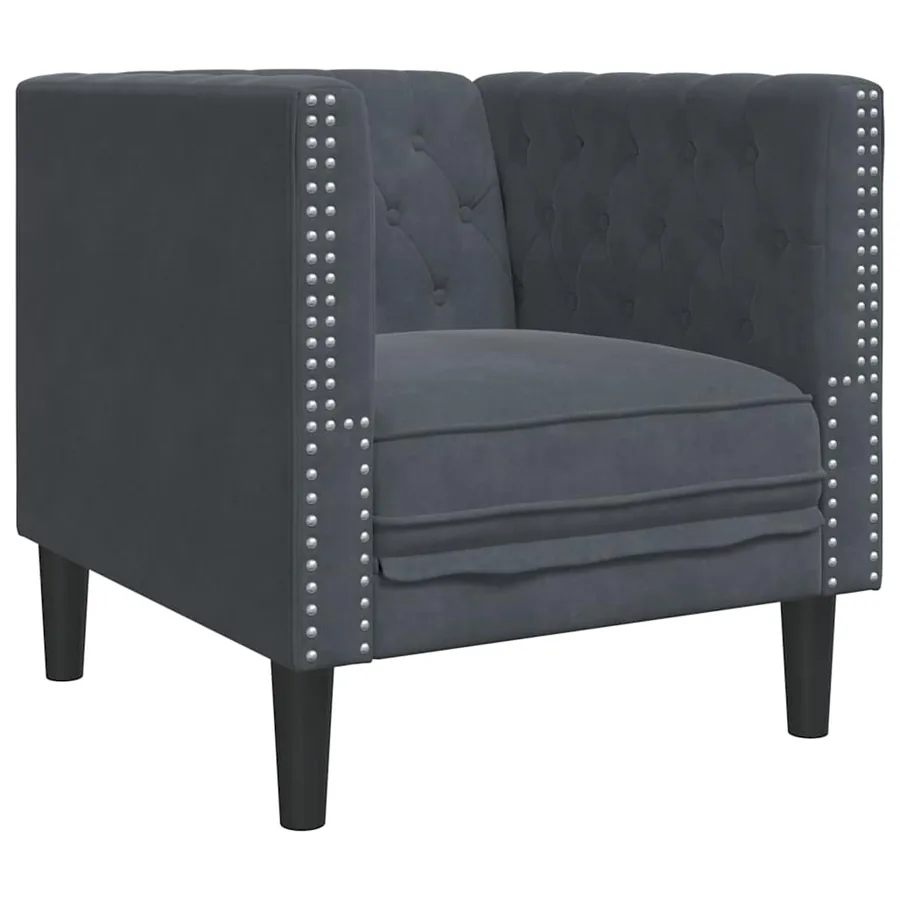 Canapé de salon 3 pcs Gris foncé 194 x 74,5 x 70,5 cm Velours - 6