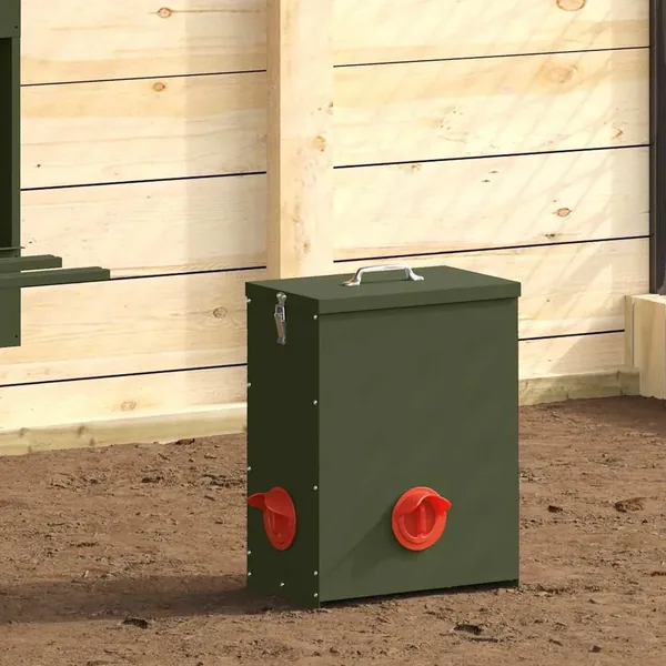 Mangeoire pour poules Vert olive 32,5 x 20,5 x 43 cm