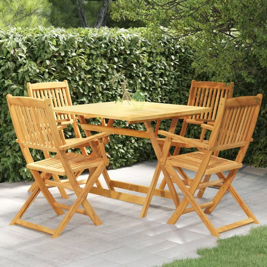 Ensemble à manger de jardin pliable 5 pcs Bois d'acacia solide