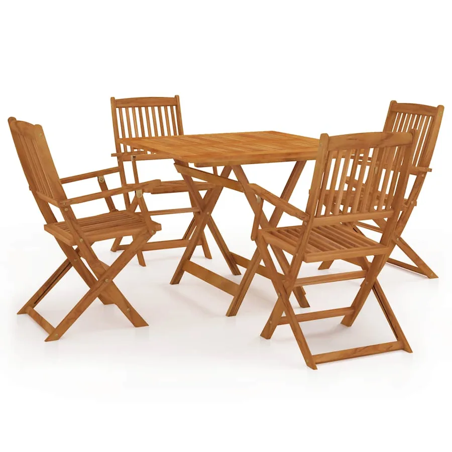 Ensemble à manger de jardin pliable 5 pcs Bois d'acacia solide - 2