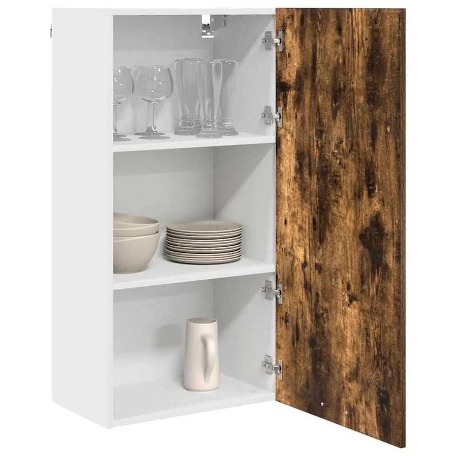 Armoire suspendue Chêne fumé et Blanc 50 x 31 x 100 cm - 3