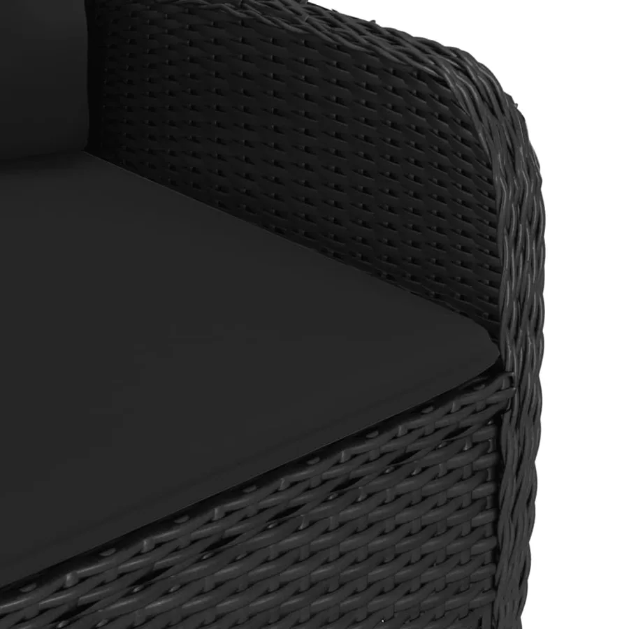 Ensemble à dîner de jardin 3 pcs Résine tressée et acacia Noir - 10