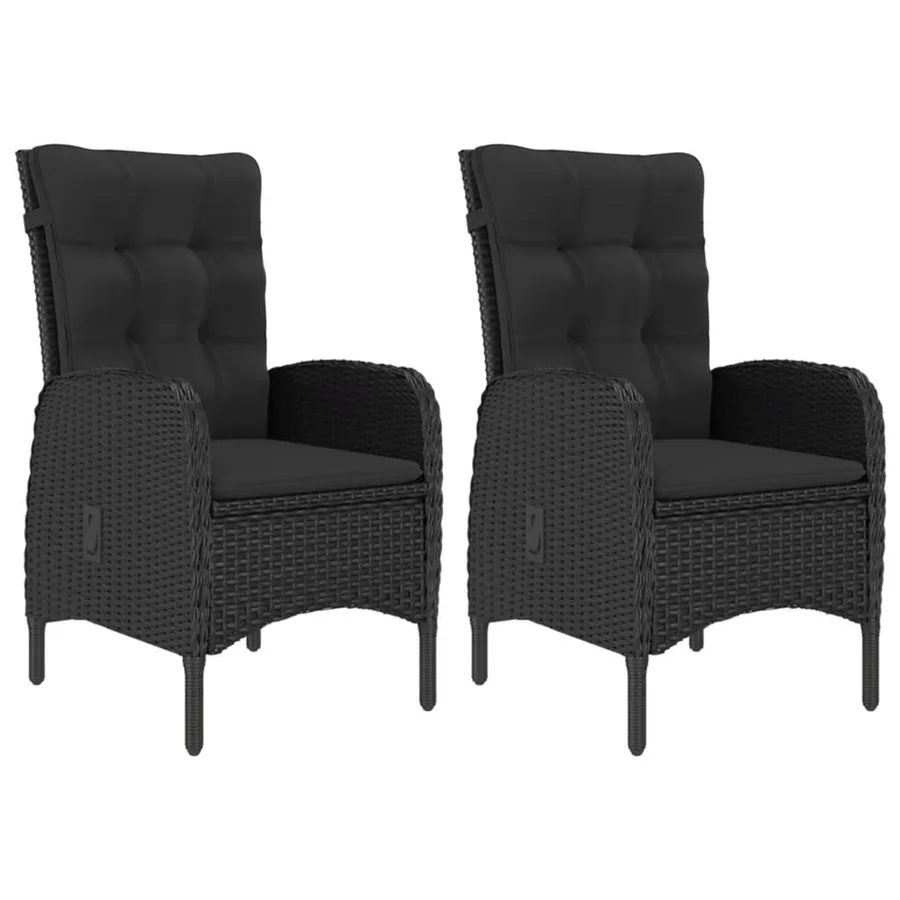 Ensemble à dîner de jardin 3 pcs Résine tressée et acacia Noir - 3