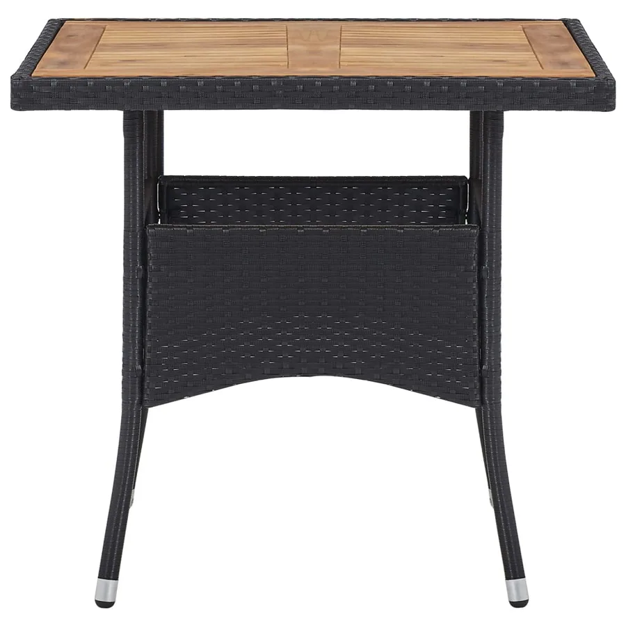 Ensemble à dîner de jardin 3 pcs Résine tressée et acacia Noir - 9