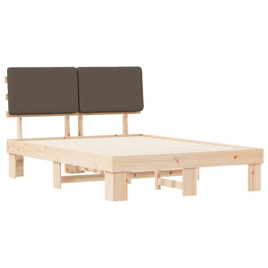 Cadre de lit avec tête de lit rembourrée Taupe 140 x 190 cm - 4