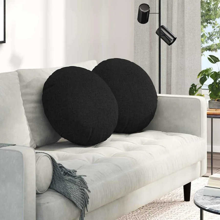 Coussins de siège 2 pcs Noir Ø50 x 19 cm tissu