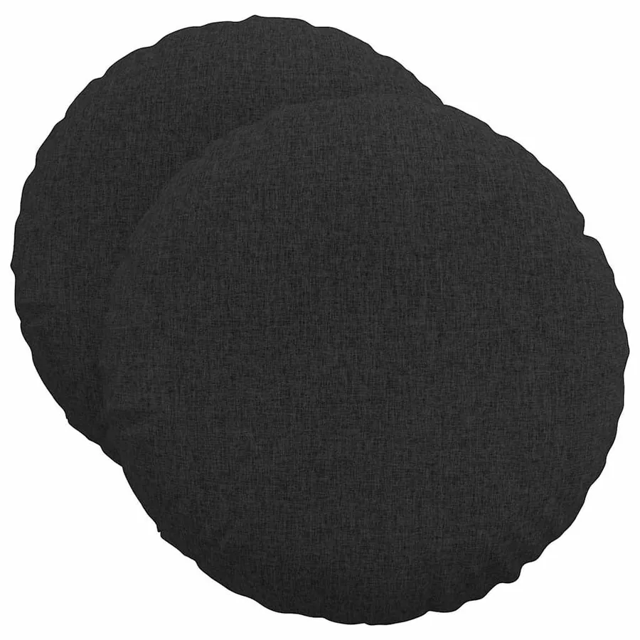 Coussins de siège 2 pcs Noir Ø50 x 19 cm tissu - 2