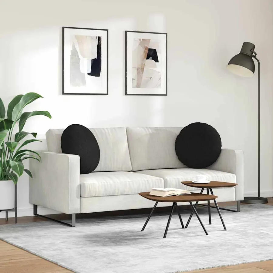 Coussins de siège 2 pcs Noir Ø50 x 19 cm tissu - 4