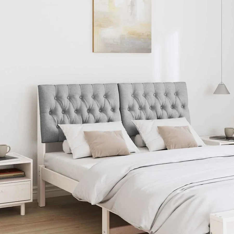 Tête de lit capitonnée Gris clair 150 cm Pin massif - 3