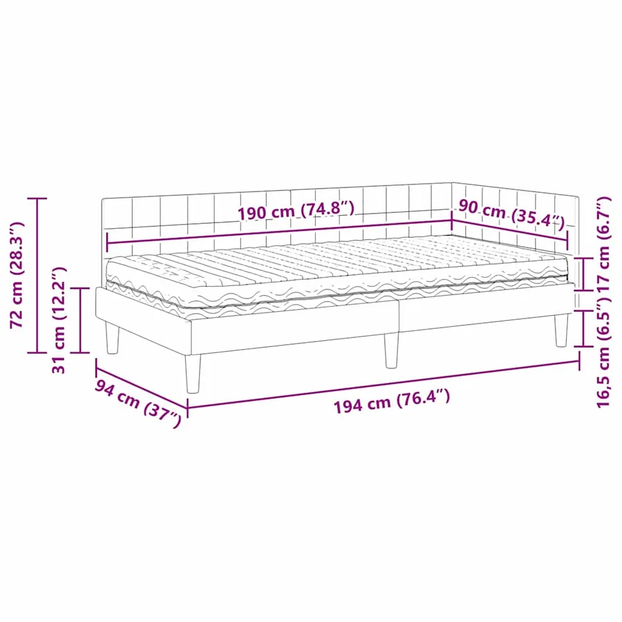 Cadre de lit d'angle avec matelas 2 pcs Vert Velours - 14