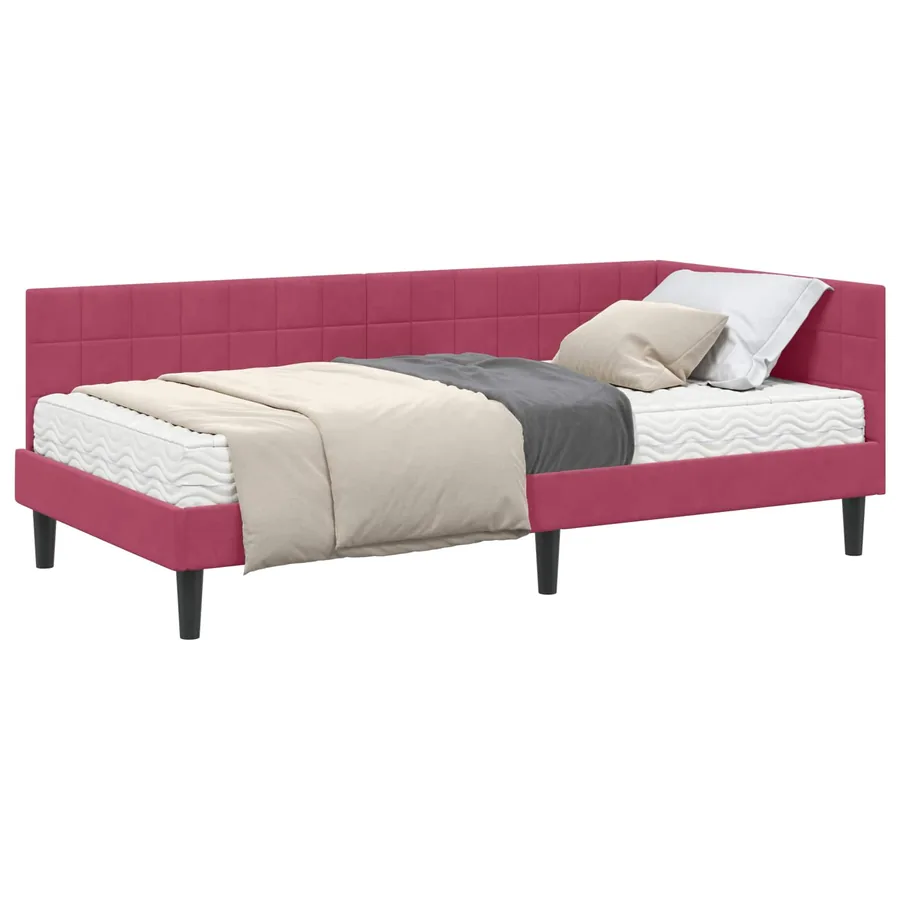 Cadre de lit d'angle avec matelas 2 pcs Vert Velours - 2