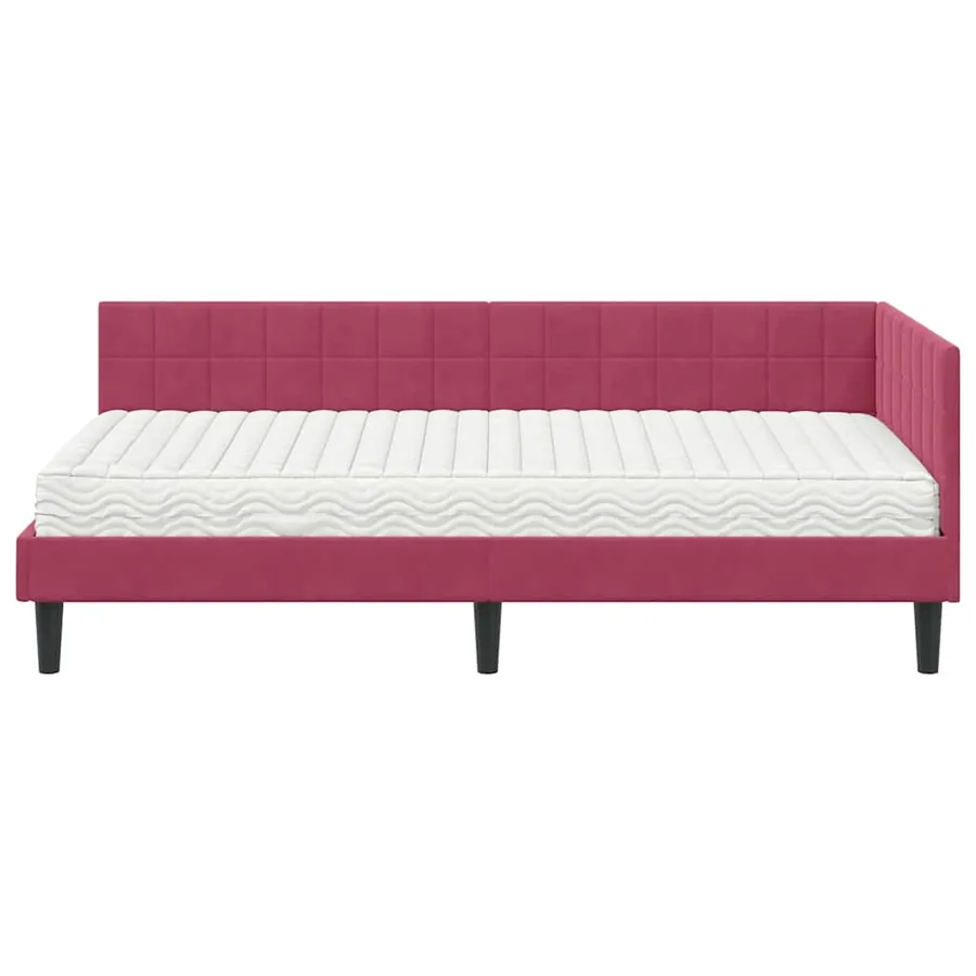 Cadre de lit d'angle avec matelas 2 pcs Vert Velours - 5