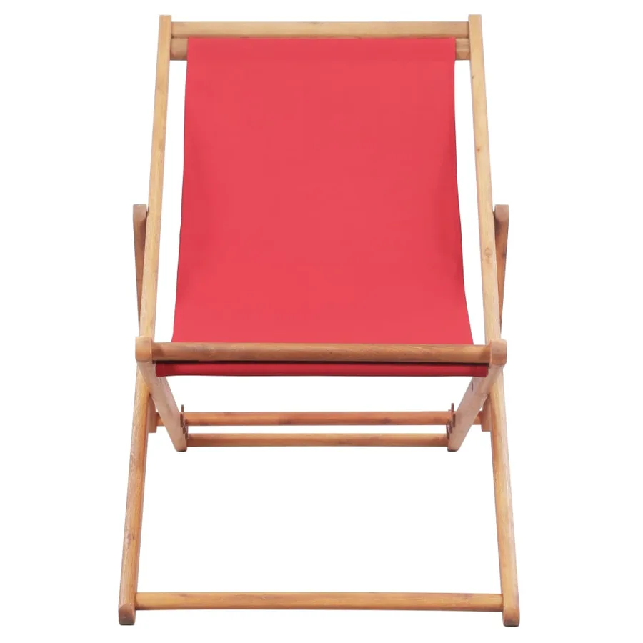 Chaise pliable de plage Tissu et cadre en bois Rouge - 2