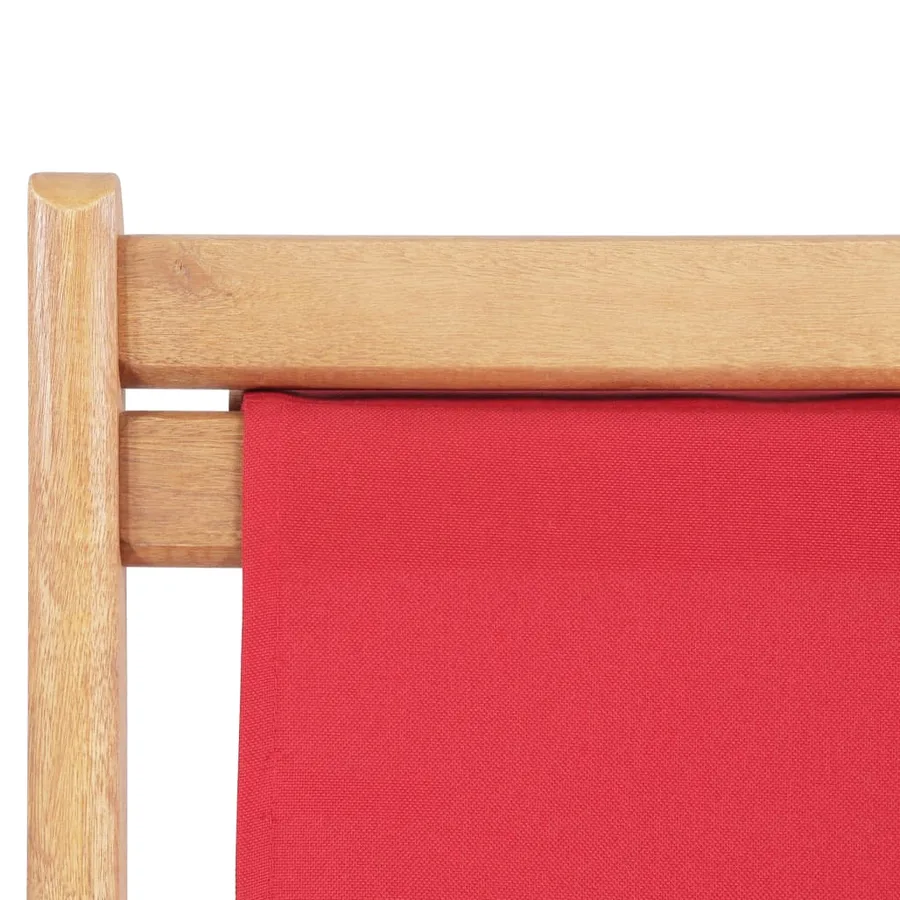Chaise pliable de plage Tissu et cadre en bois Rouge - 7