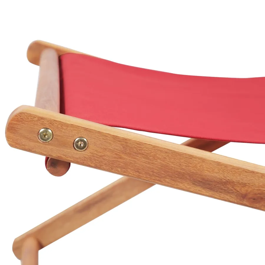 Chaise pliable de plage Tissu et cadre en bois Rouge - 8