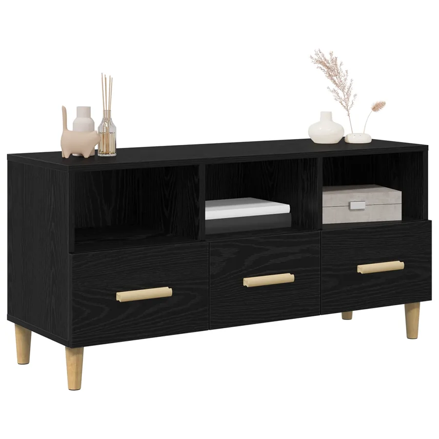 Meuble TV Chêne noir 102 x 36 x 50 cm Bois d'ingénierie - 3
