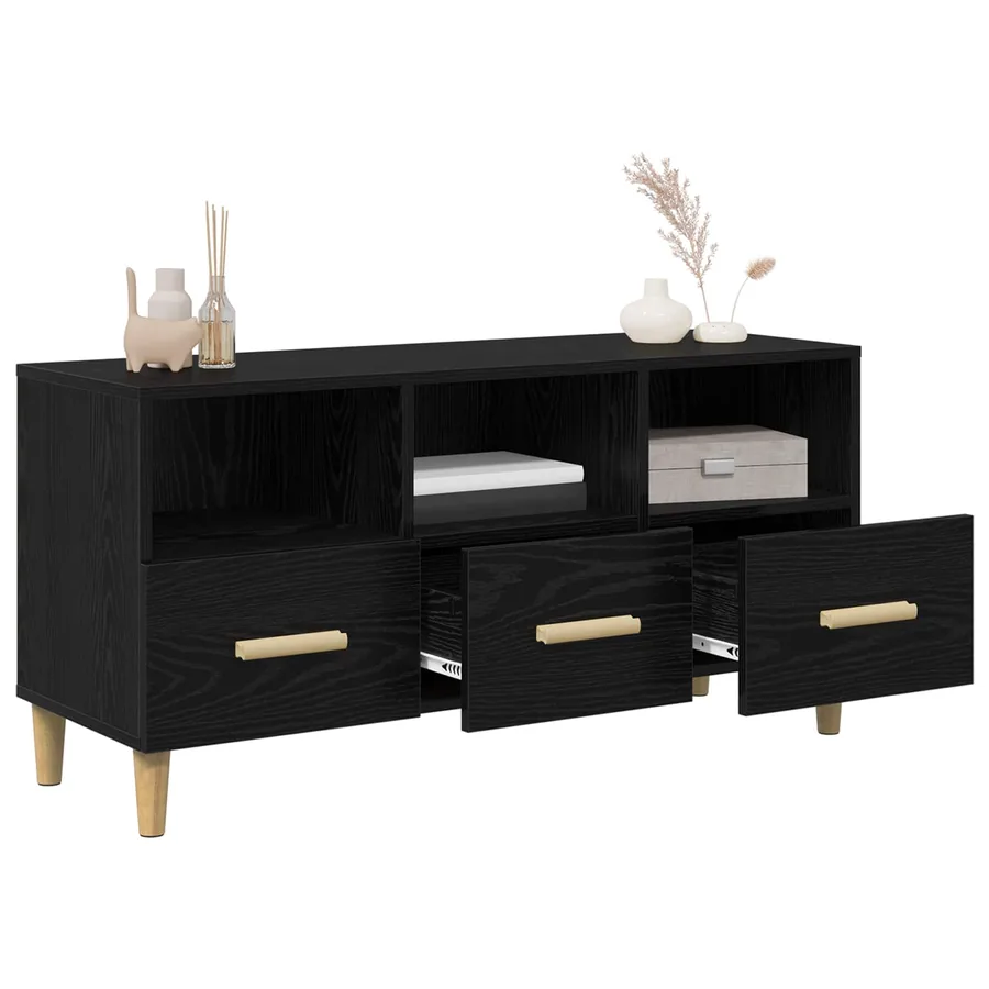 Meuble TV Chêne noir 102 x 36 x 50 cm Bois d'ingénierie - 4