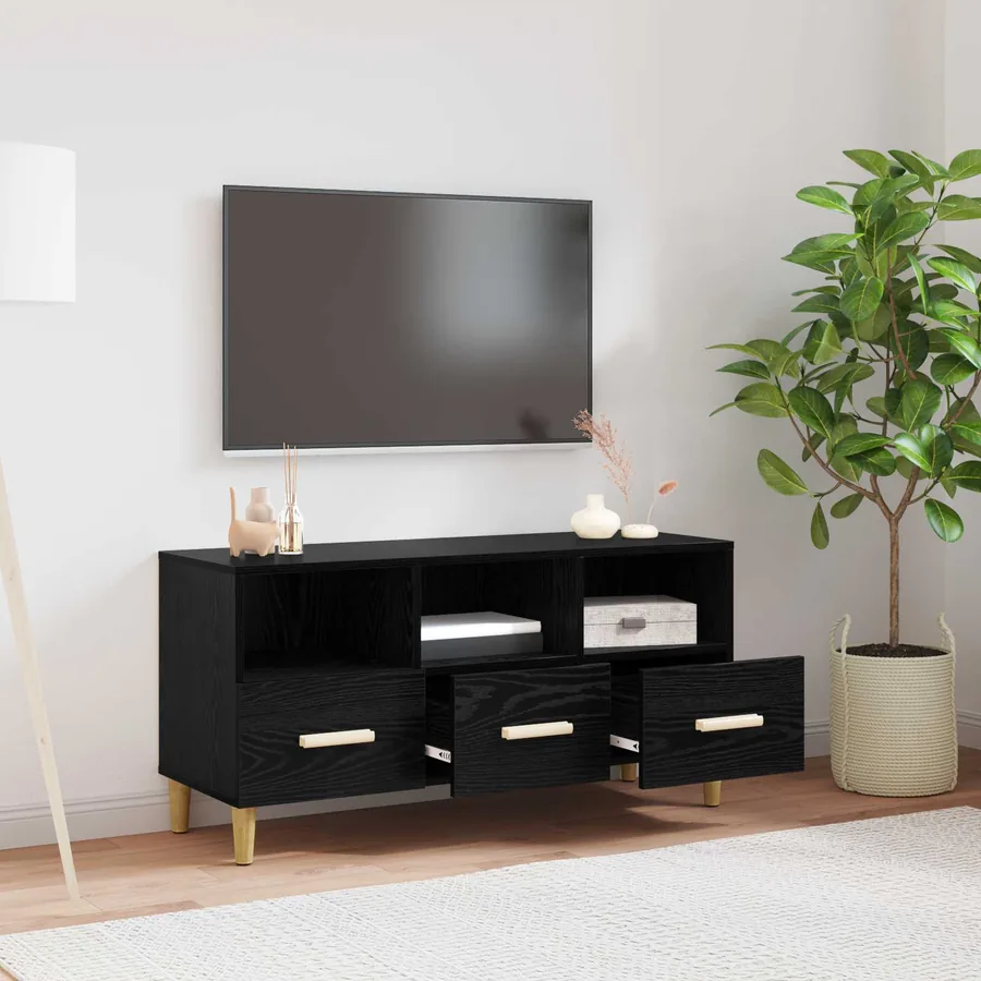 Meuble TV Chêne noir 102 x 36 x 50 cm Bois d'ingénierie - 5