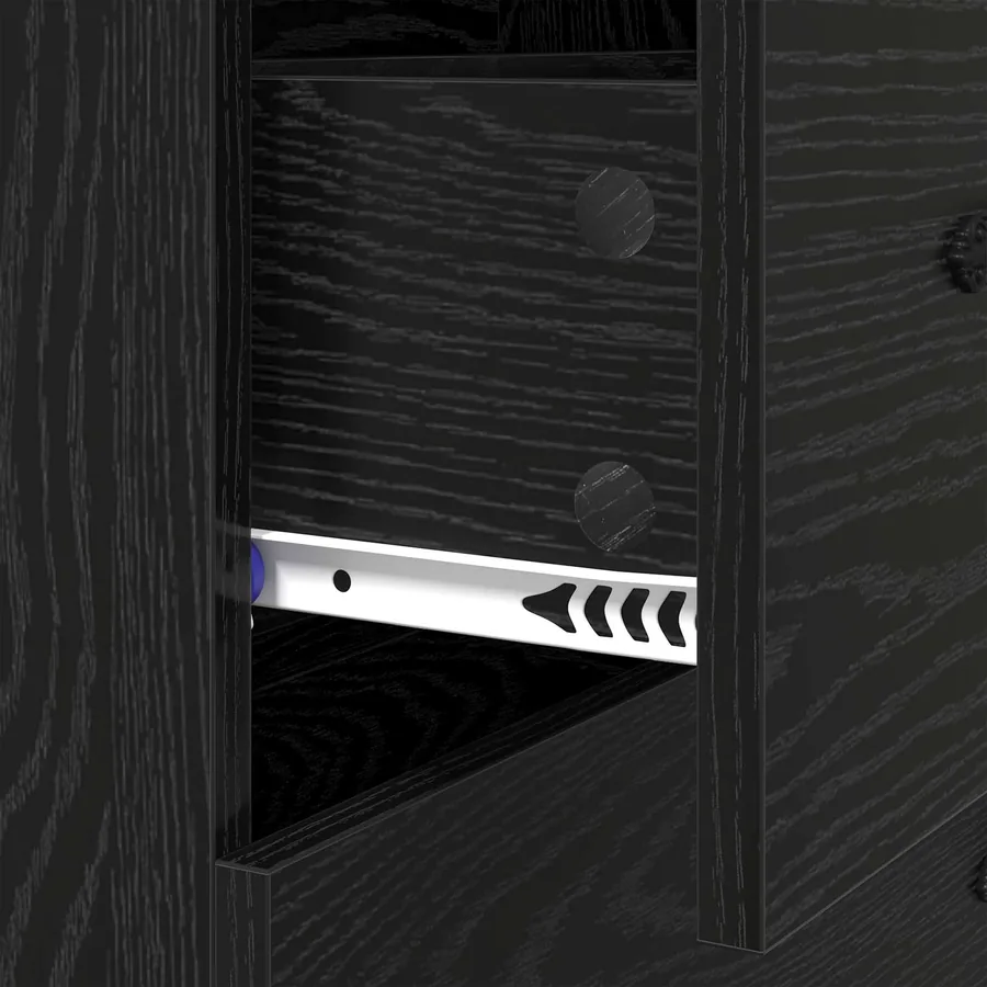 Buffet Chêne noir 69,5 x 34 x 90 cm Bois d'ingénierie et fer - 11