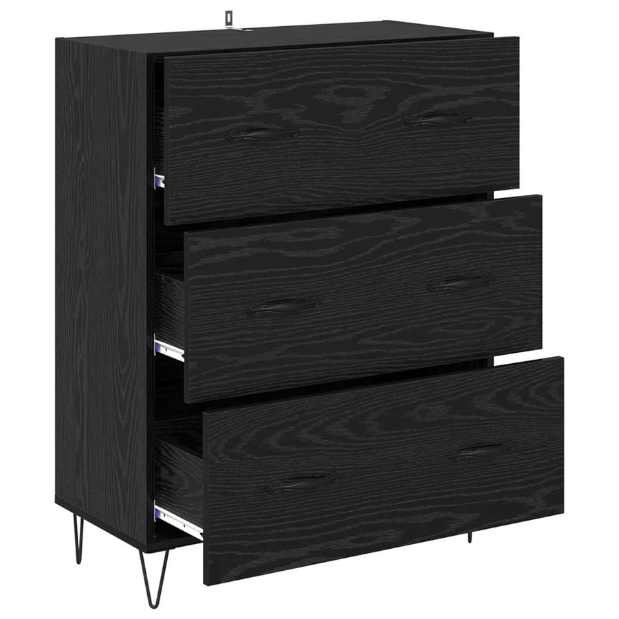 Buffet Chêne noir 69,5 x 34 x 90 cm Bois d'ingénierie et fer - 5