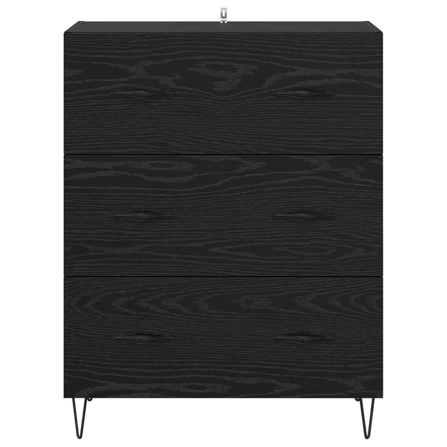Buffet Chêne noir 69,5 x 34 x 90 cm Bois d'ingénierie et fer - 6