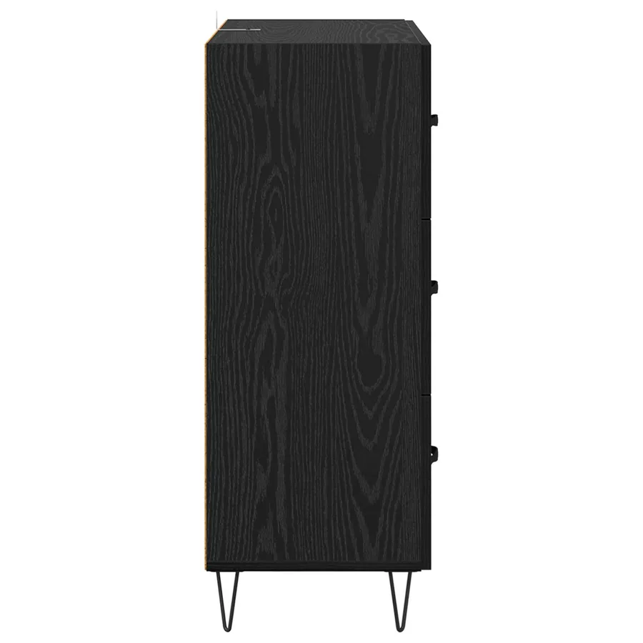 Buffet Chêne noir 69,5 x 34 x 90 cm Bois d'ingénierie et fer - 7