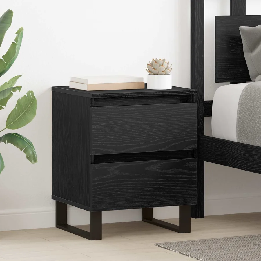 Cabinet de chevet avec tiroir 2 pcs Chêne noir 40 x 35 x 50 cm