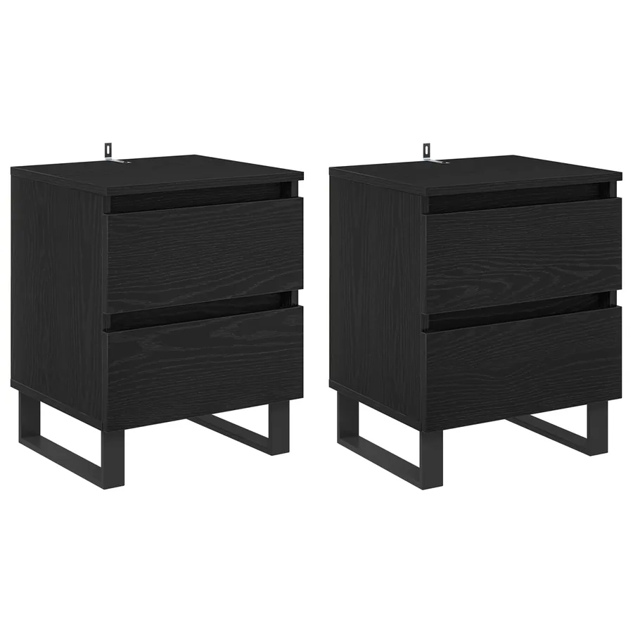 Cabinet de chevet avec tiroir 2 pcs Chêne noir 40 x 35 x 50 cm - 2
