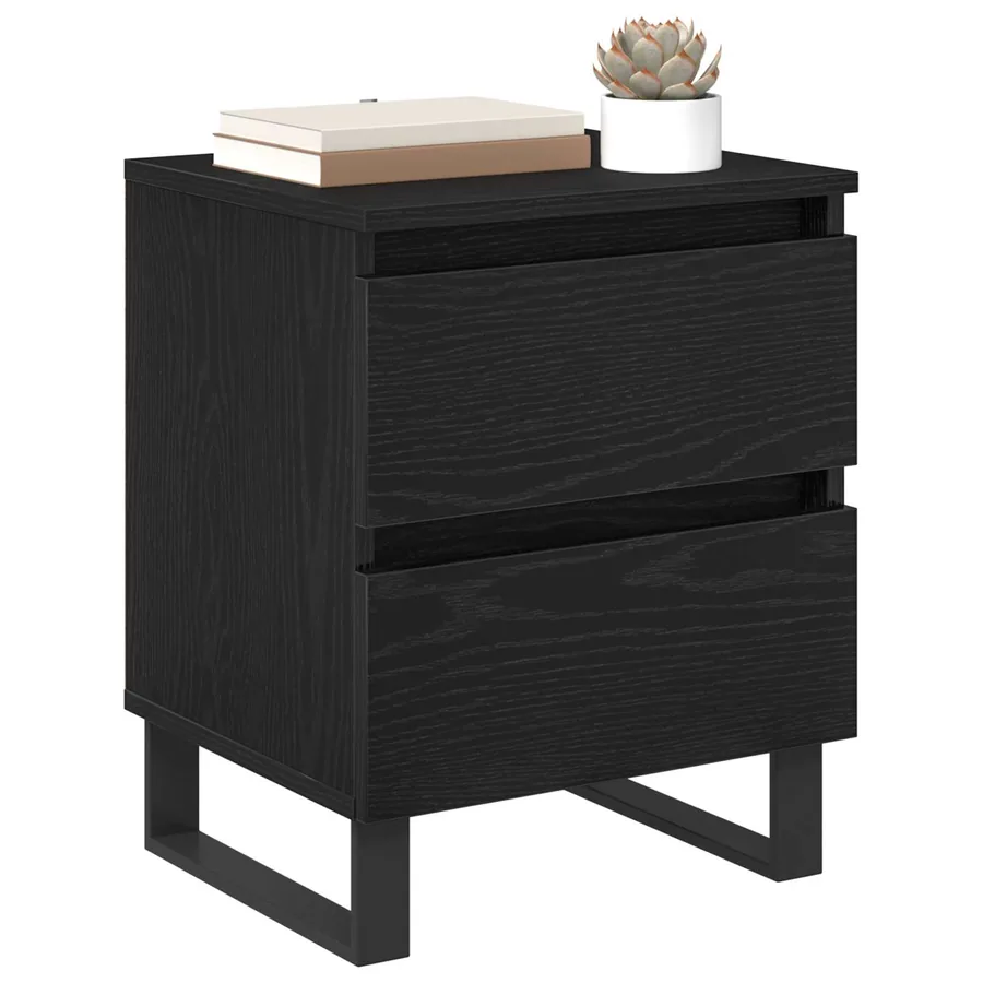 Cabinet de chevet avec tiroir 2 pcs Chêne noir 40 x 35 x 50 cm - 3