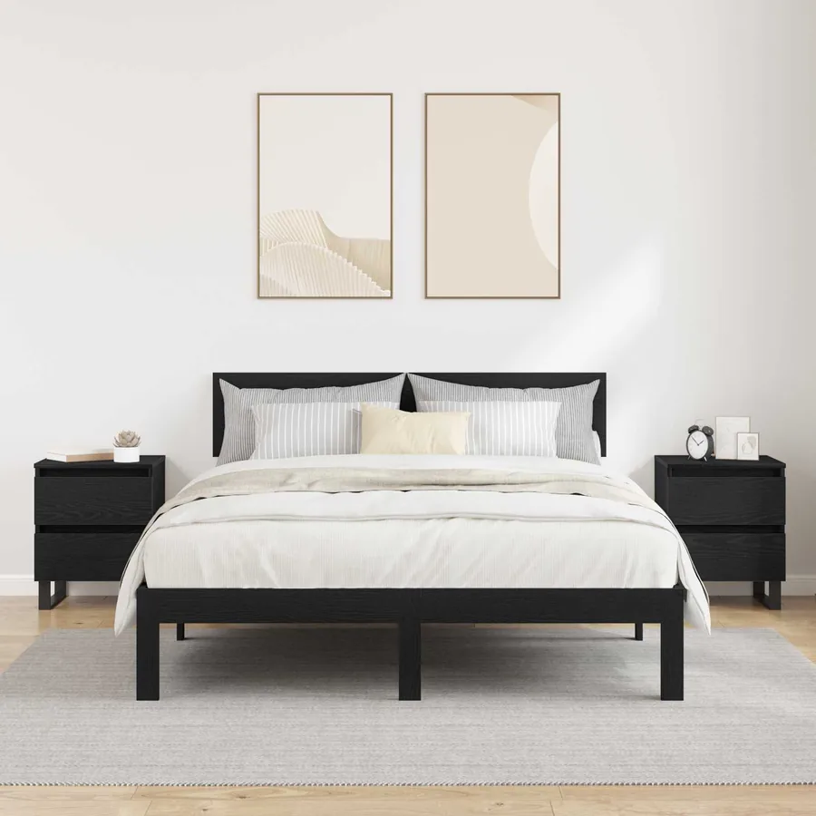Cabinet de chevet avec tiroir 2 pcs Chêne noir 40 x 35 x 50 cm - 4