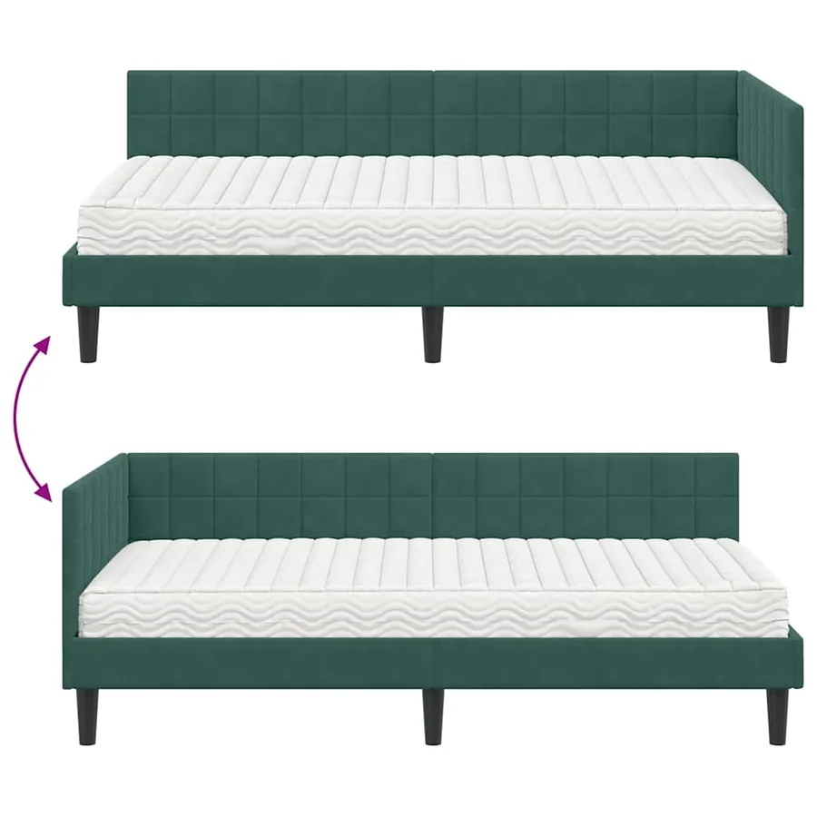Cadre de lit d'angle avec matelas 2 pcs Vert Velours - 12