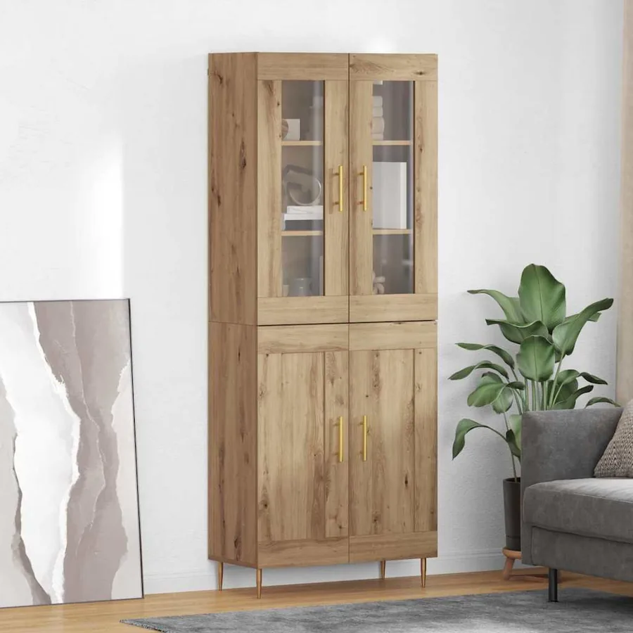 Haut Armoire 2 pcs Chêne artisanal 69,5 x 34 x 180 cm