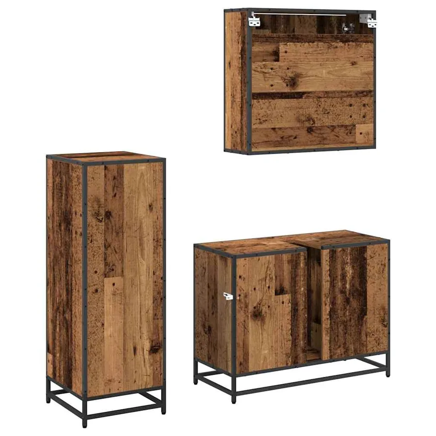 Ensemble de mobilier de salle de bain 3 pcs Bois Ancien - 6