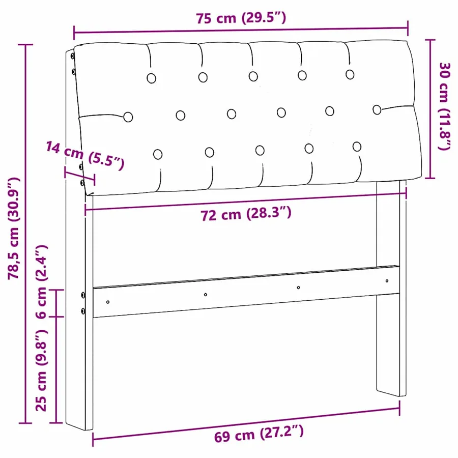 Tête de lit capitonnée Gris clair 75 cm Pin massif - 11