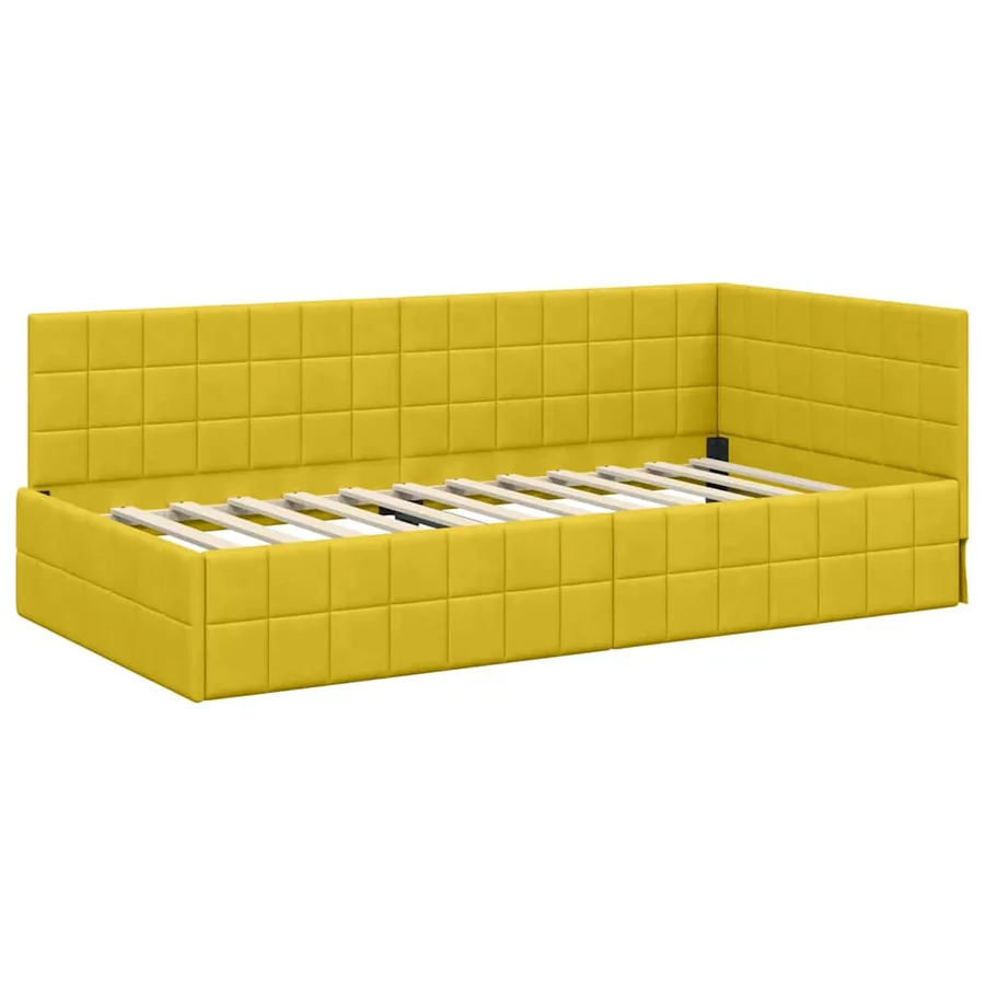 Cadre de lit d'angle Jaune 100 cm x 200 cm Velours - 4