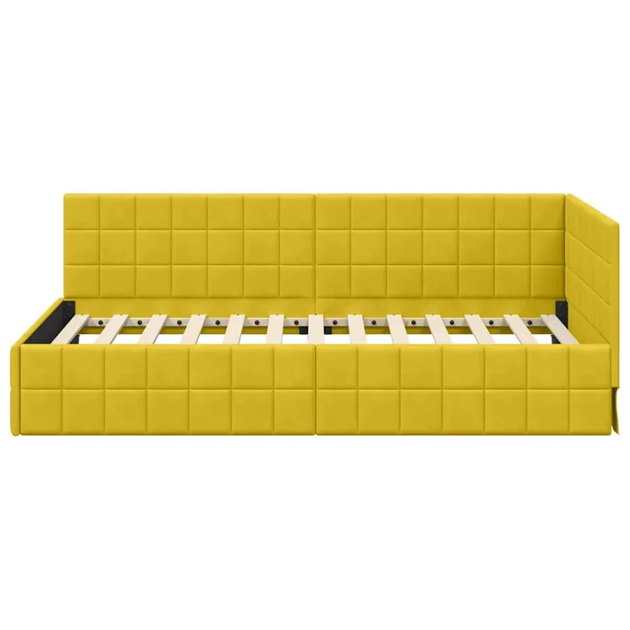Cadre de lit d'angle Jaune 100 cm x 200 cm Velours - 5