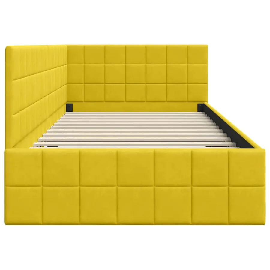 Cadre de lit d'angle Jaune 100 cm x 200 cm Velours - 6