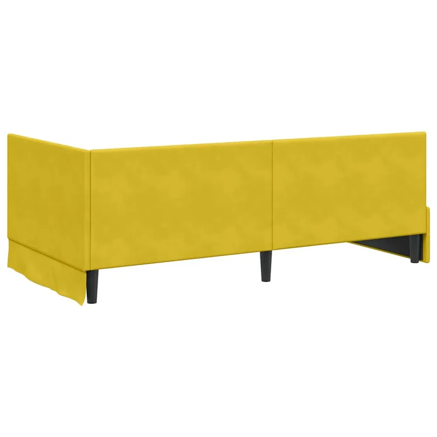 Cadre de lit d'angle Jaune 100 cm x 200 cm Velours - 7